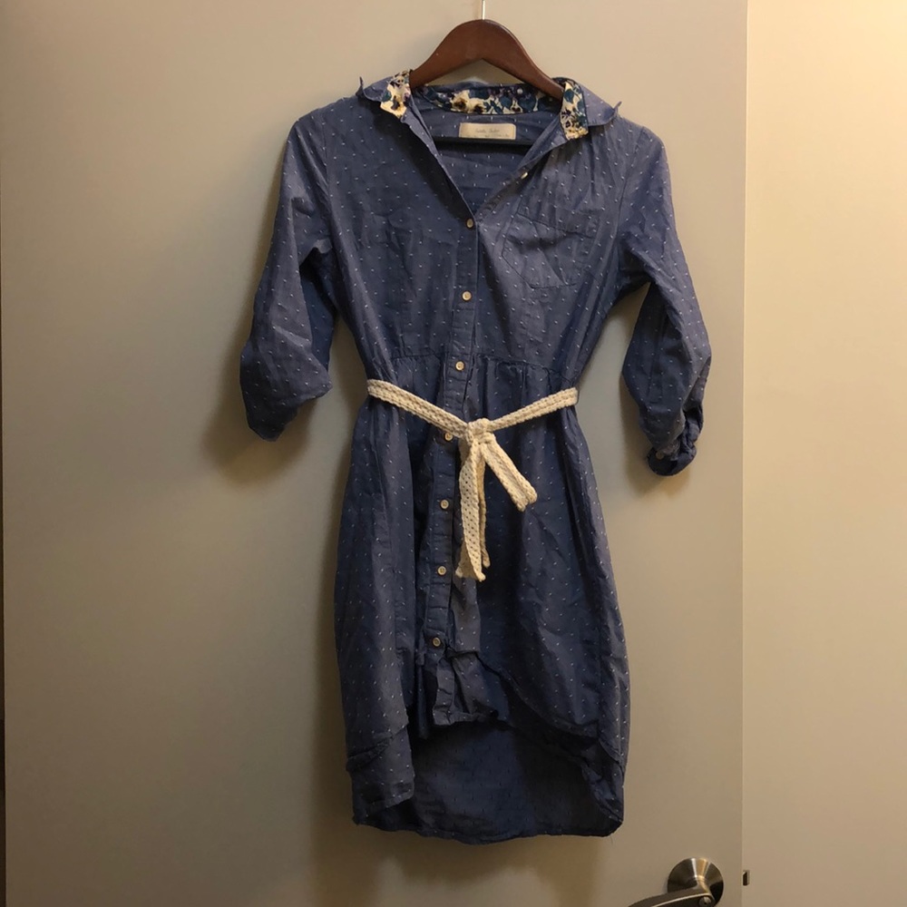 Polka dot chambray dress from Anthropologie